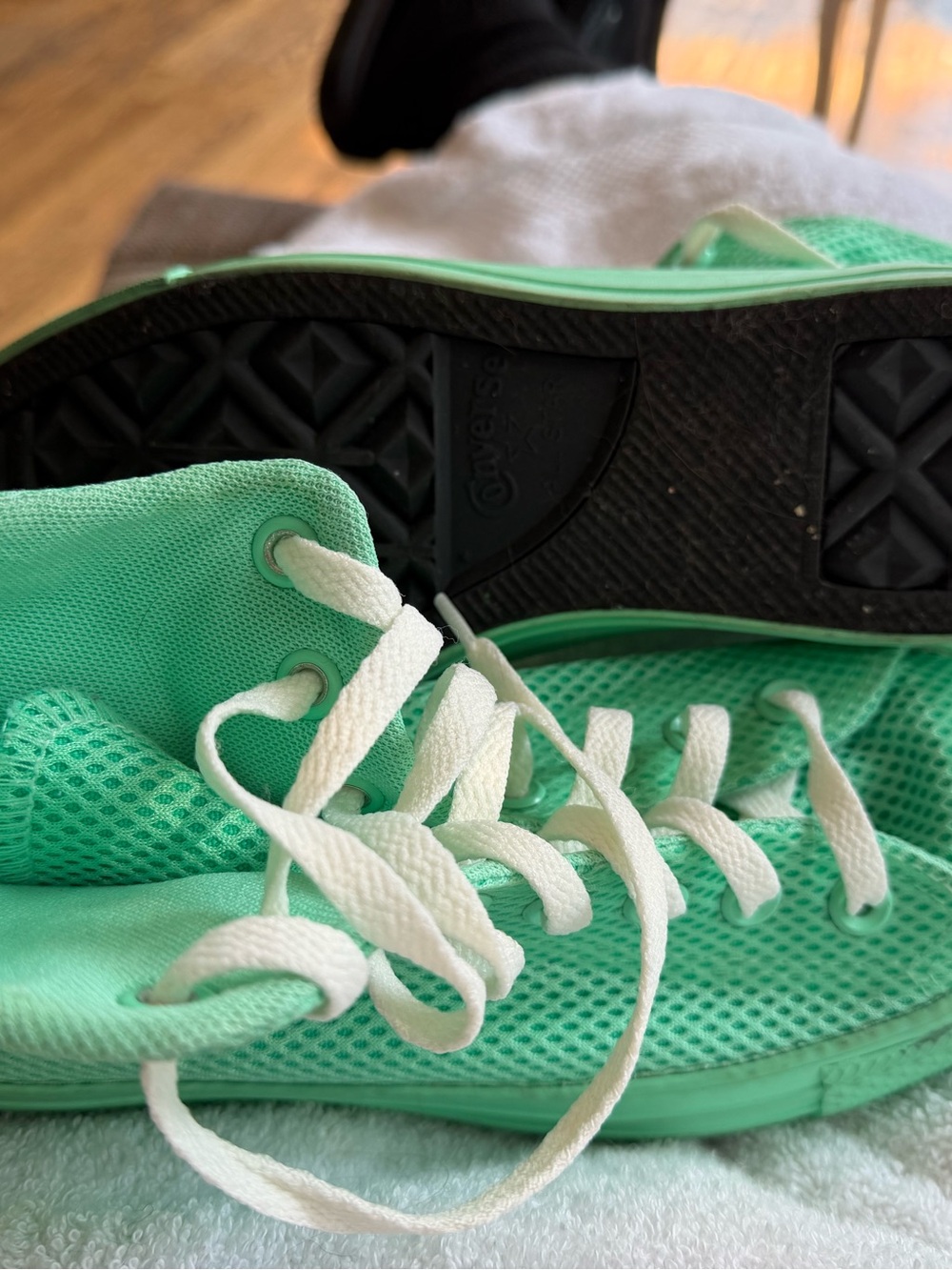 Converse Kids Mint Green Lace-Up Sneakers with White Laces